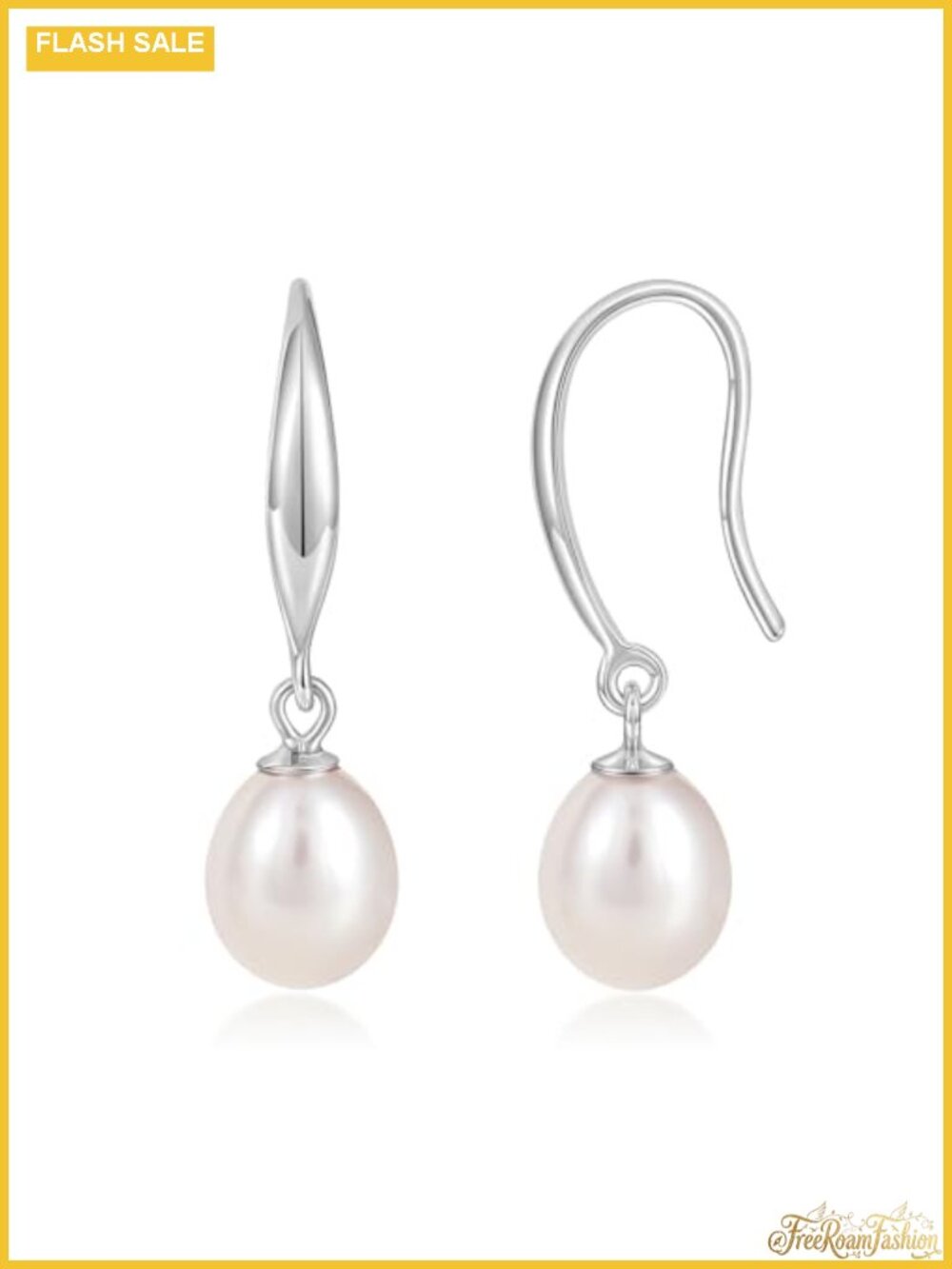 925 Sterling Silver Freshwater Pearl Dangle Drop Earrings French Hook